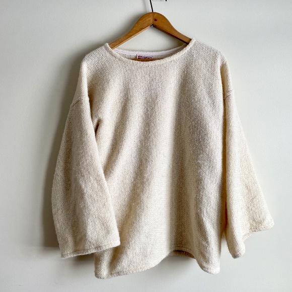 Bogside Weaving Sweaters - Vintage Bogside Weaving Handwoven Wool Sweater Bell Sleeves Newfoundland Sz L/XL